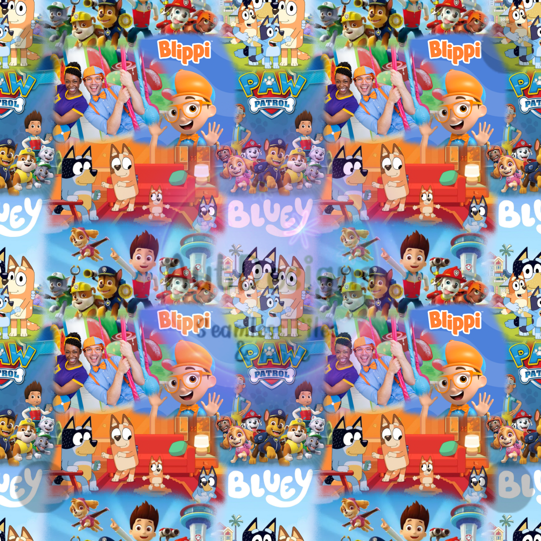 Blue Dog, Blip, & Rescue Pups Collage Mash Up Seamless File