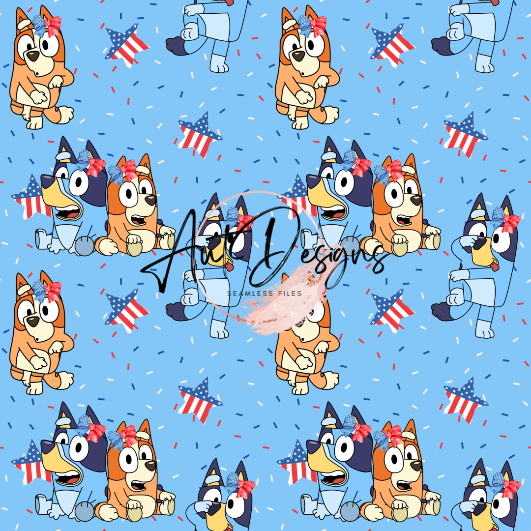 Blue Dog RWB Seamless File & PNG Bundle Option