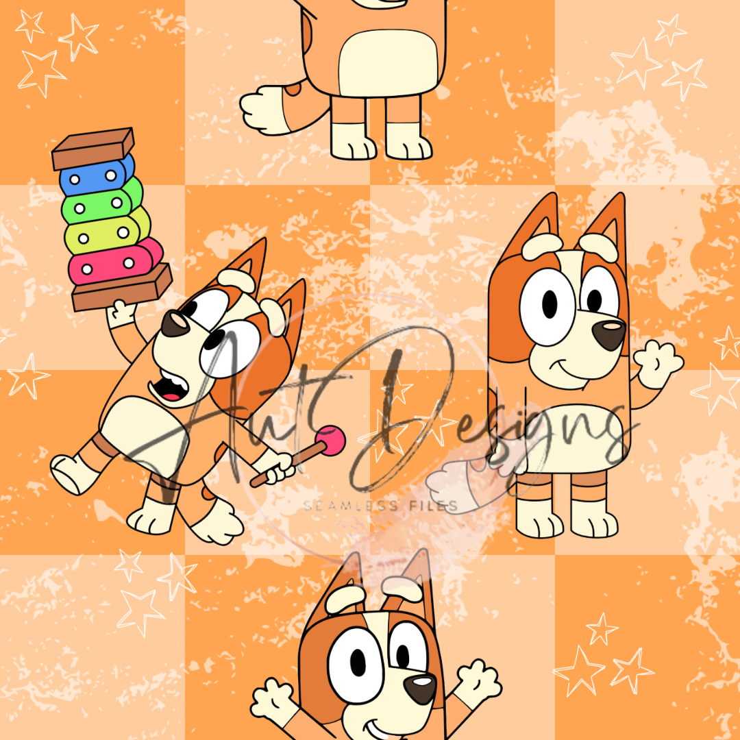 Orange Dog Checkered Seamless File