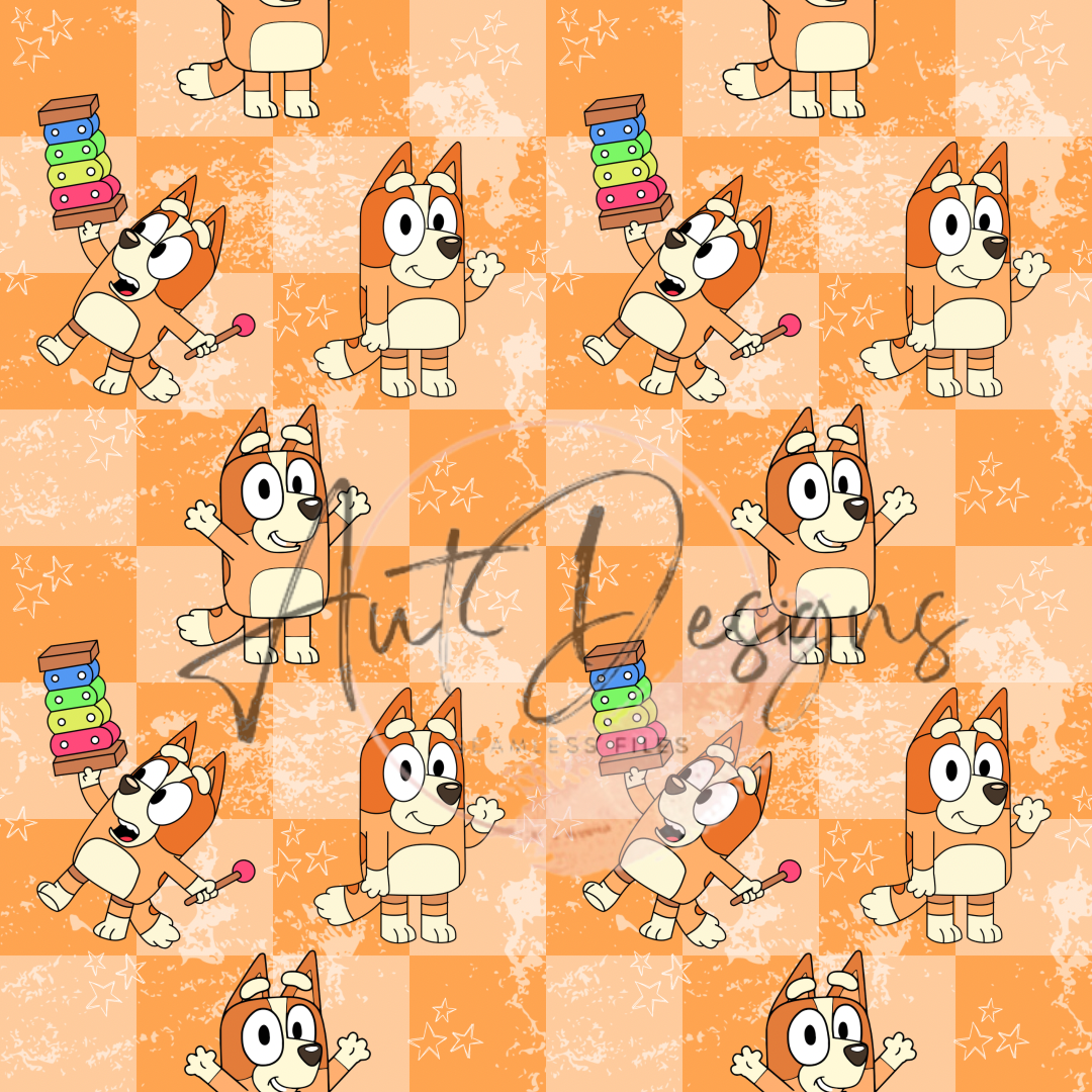 Orange Dog Checkered Seamless File