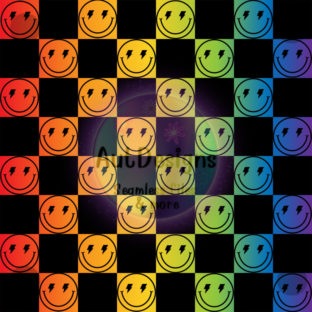 Smiley Rainbow Checkers Seamless File