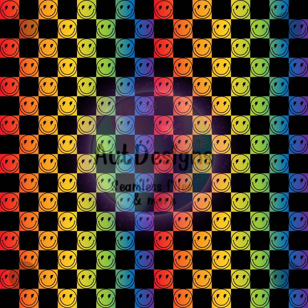 Smiley Rainbow Checkers Seamless File