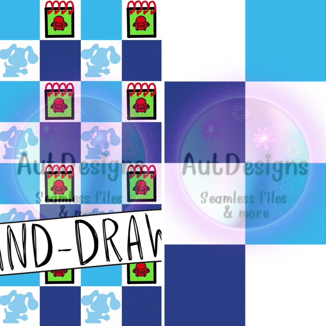 Hand-Drawn Blue Checkered Blues Seamless File