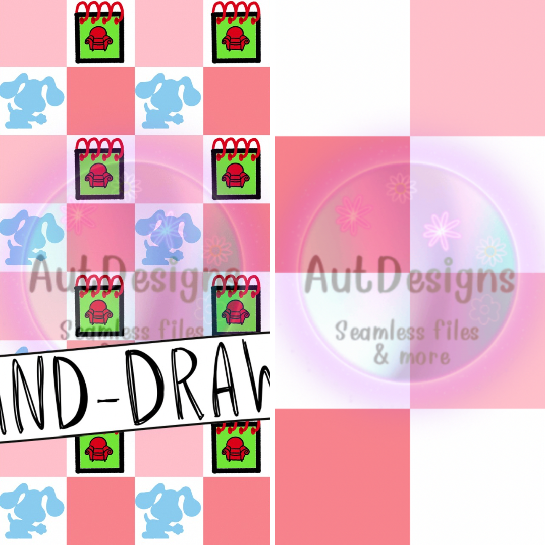 Hand-Drawn Checkered Pink Blues Seamless File