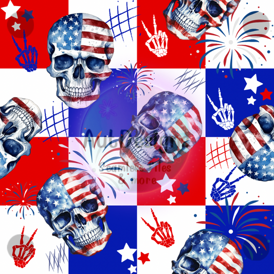 Red White & Blue Skulls Seamless File