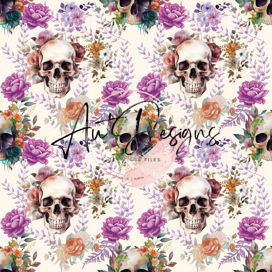 Floral Skulls Seamless File & PNG Bundle Option