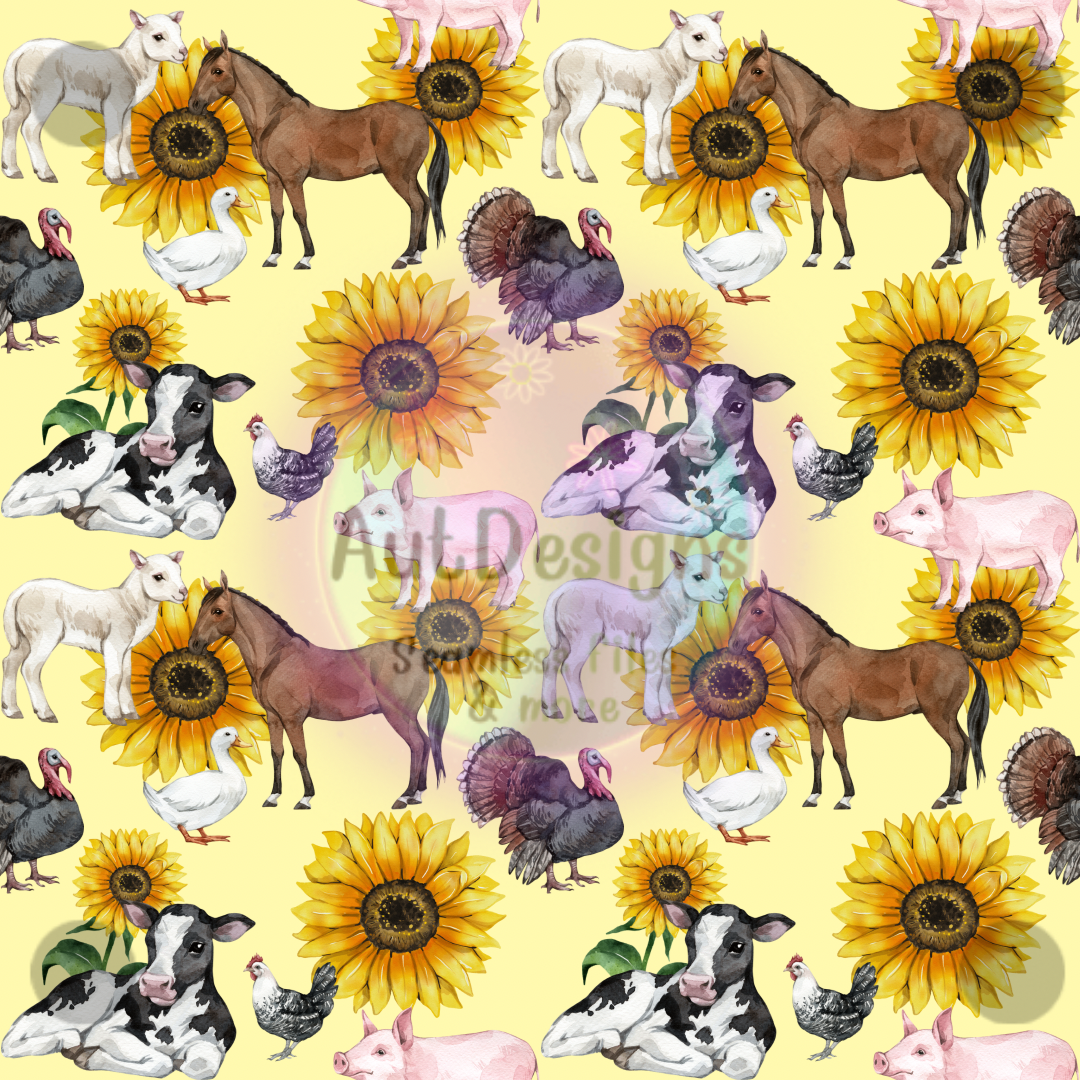 Sunflowers & Farm Animals Seamless Files