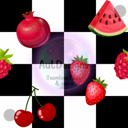 Offset Checkered Red Fruits Seamless File