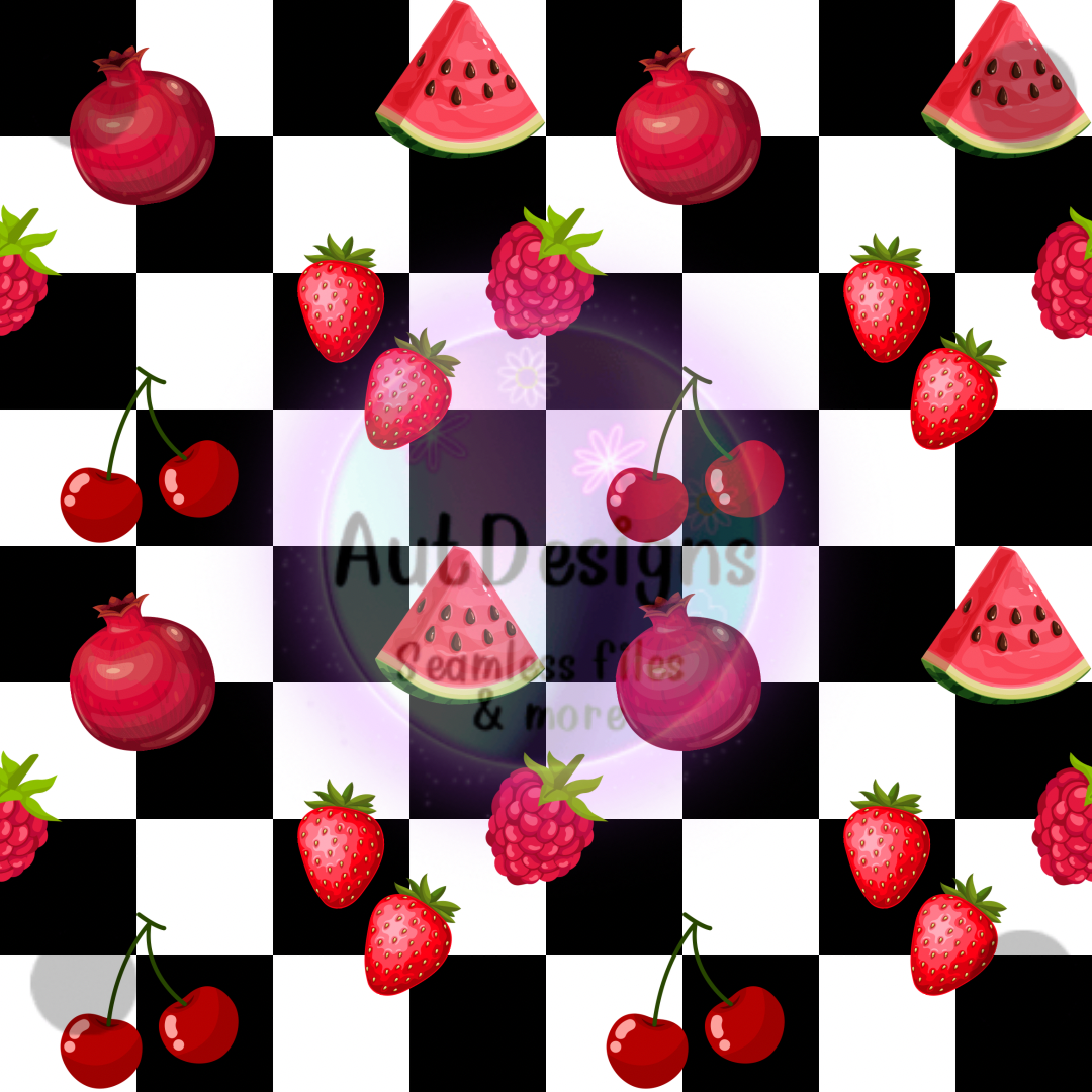 Offset Checkered Red Fruits Seamless File