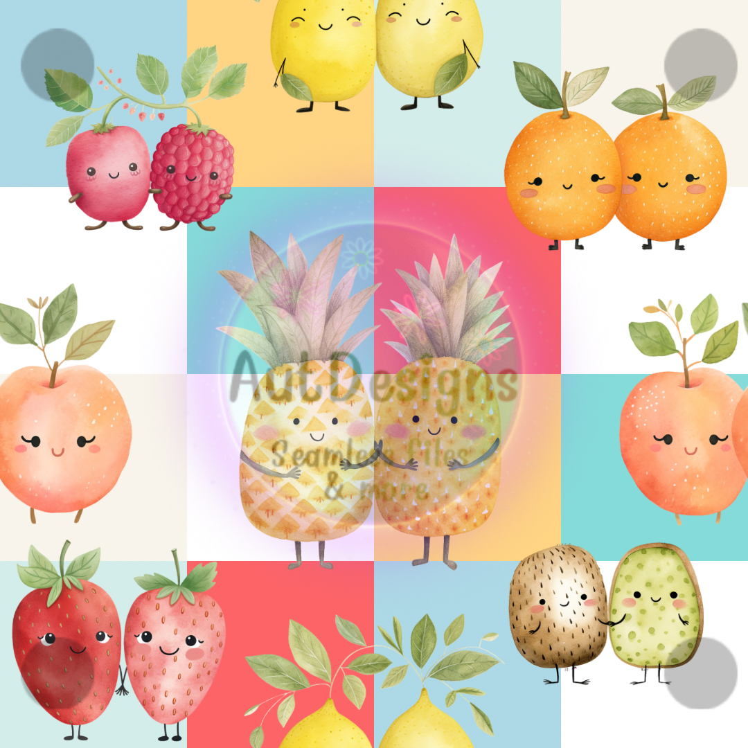 Cute Checkered Fruits Seamless File