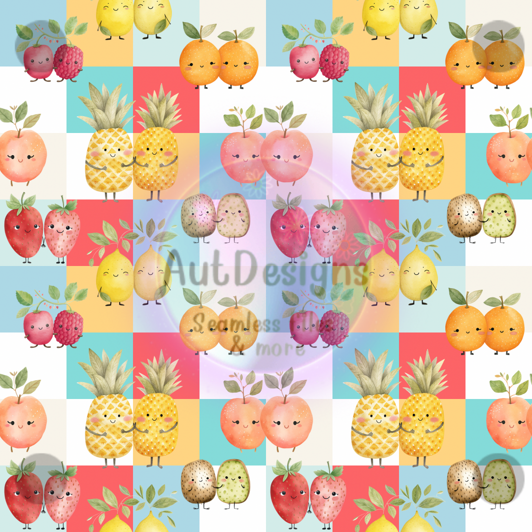 Cute Checkered Fruits Seamless File