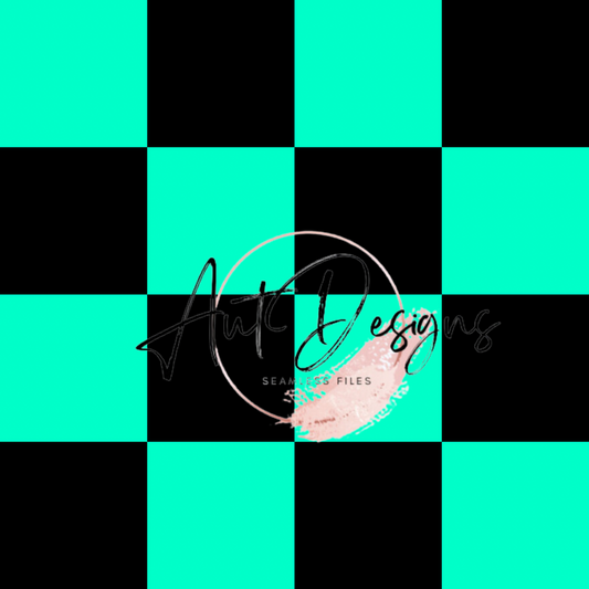 Neon Blue Green Checkers Seamless File