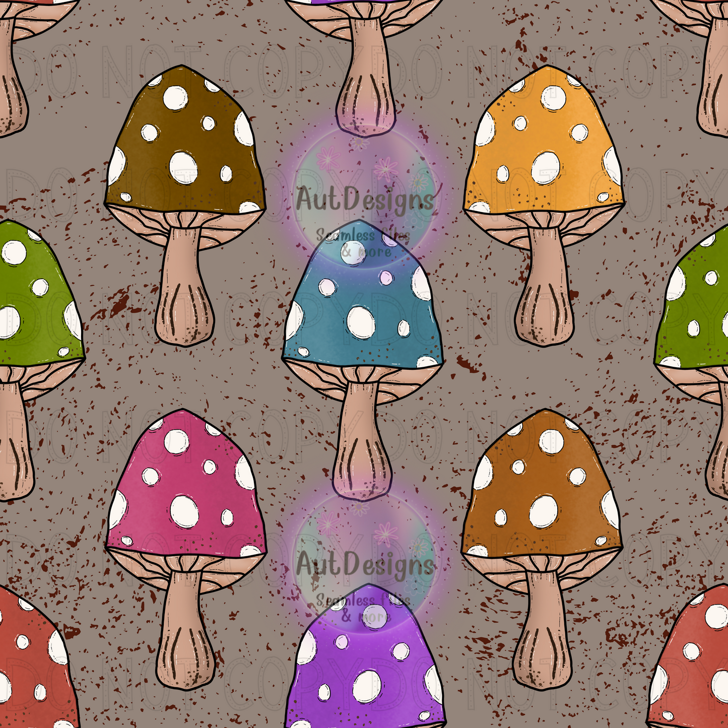 Rainbow Mushrooms Seamless File