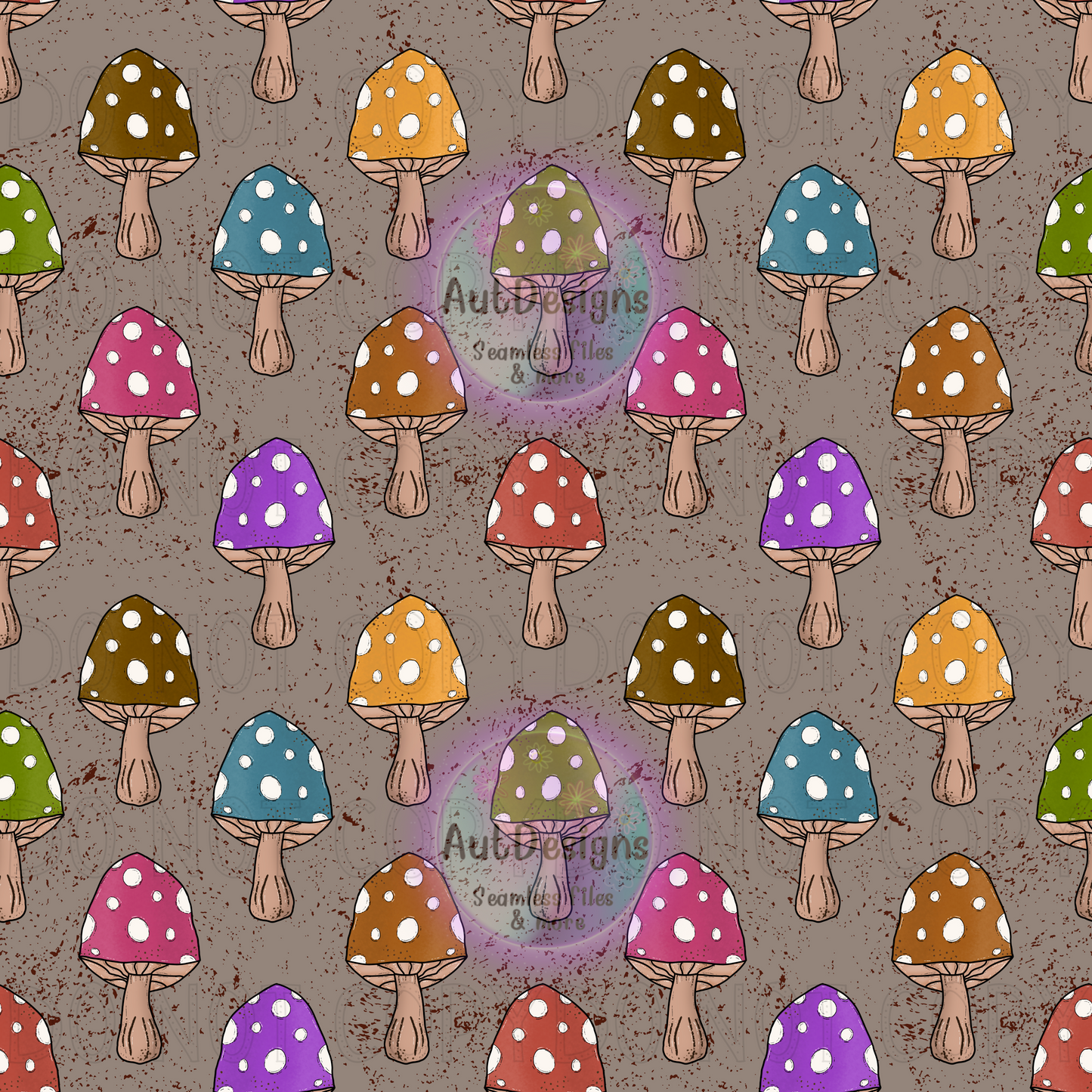 Rainbow Mushrooms Seamless File