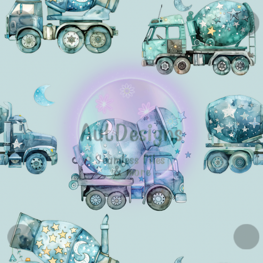 Blue Mixer Trucks Seamless File