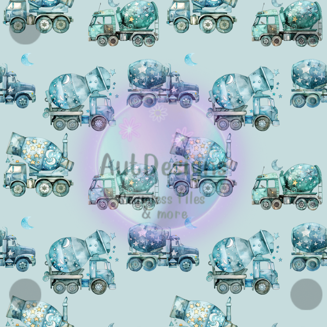 Blue Mixer Trucks Seamless File