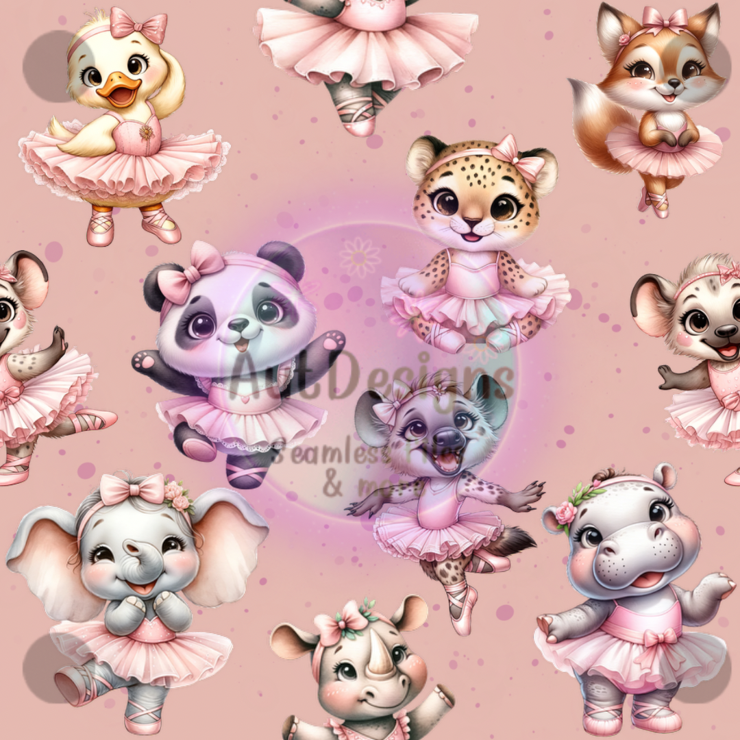 Ballerina Animals Seamless File with Cord option