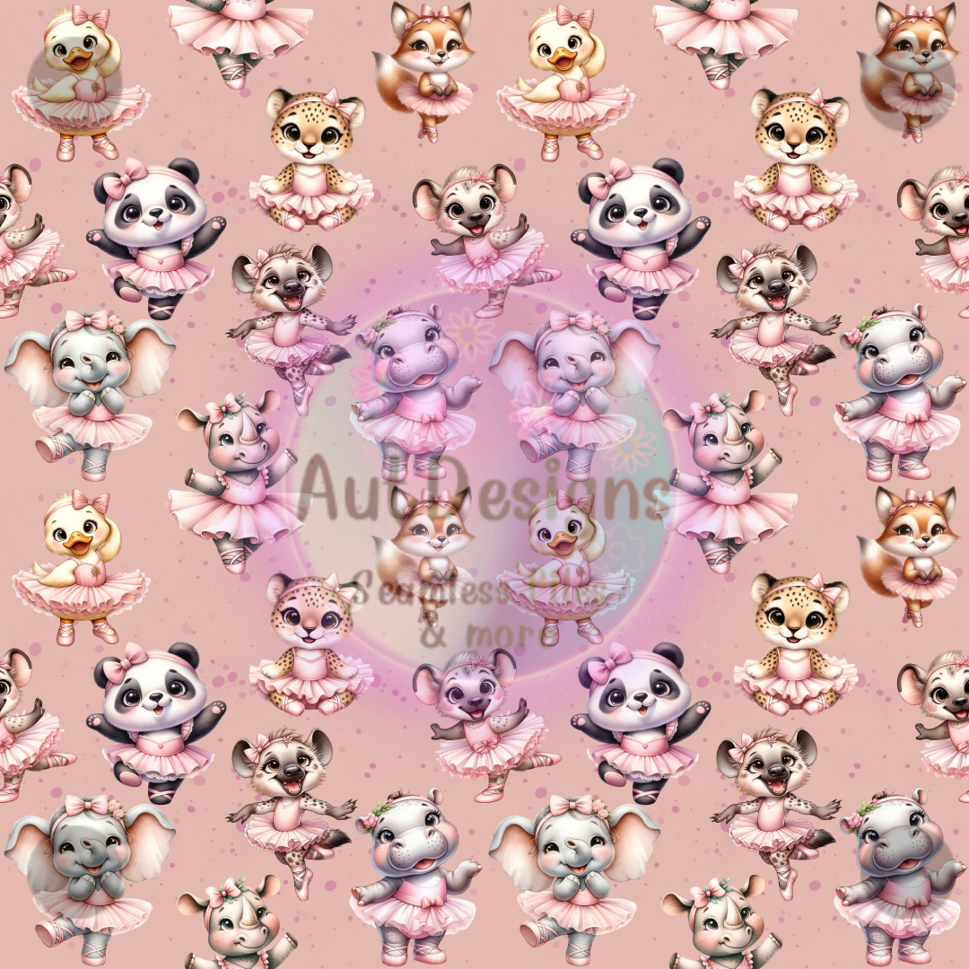 Ballerina Animals Seamless File with Cord option