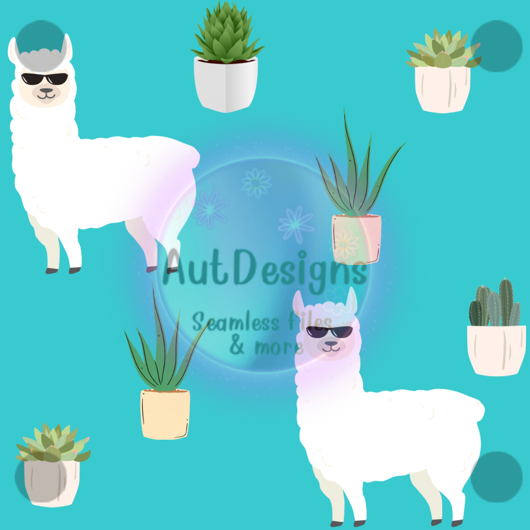 Llama & Succulents Seamless File