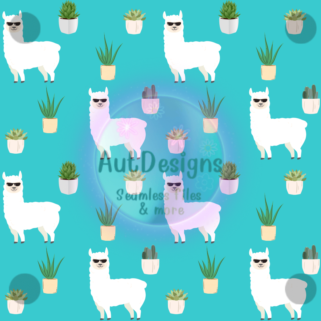 Llama & Succulents Seamless File