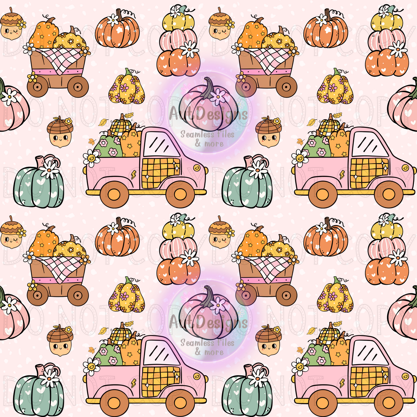 Cute retro pink fall seamless file