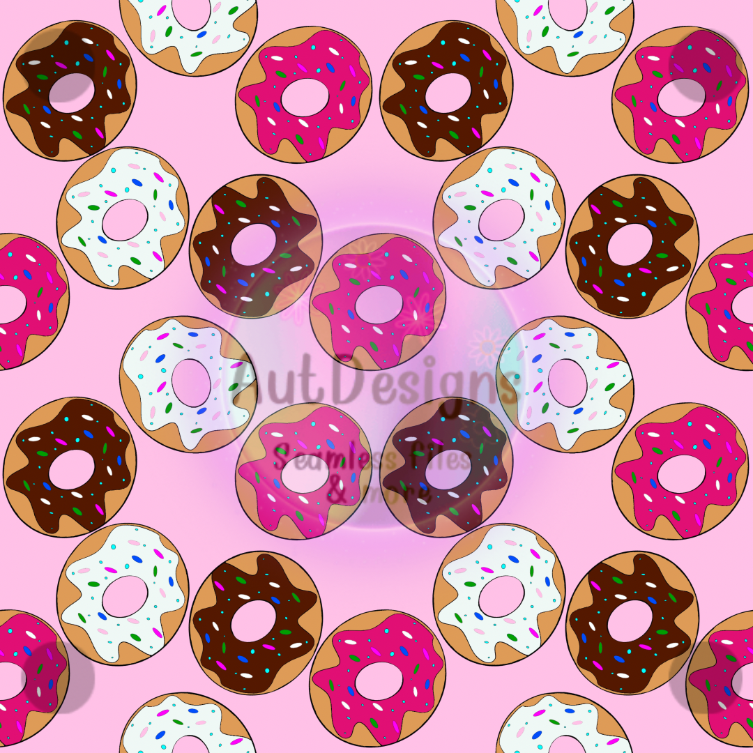 Hand-Drawn Pink & Blue Donuts Seamless File