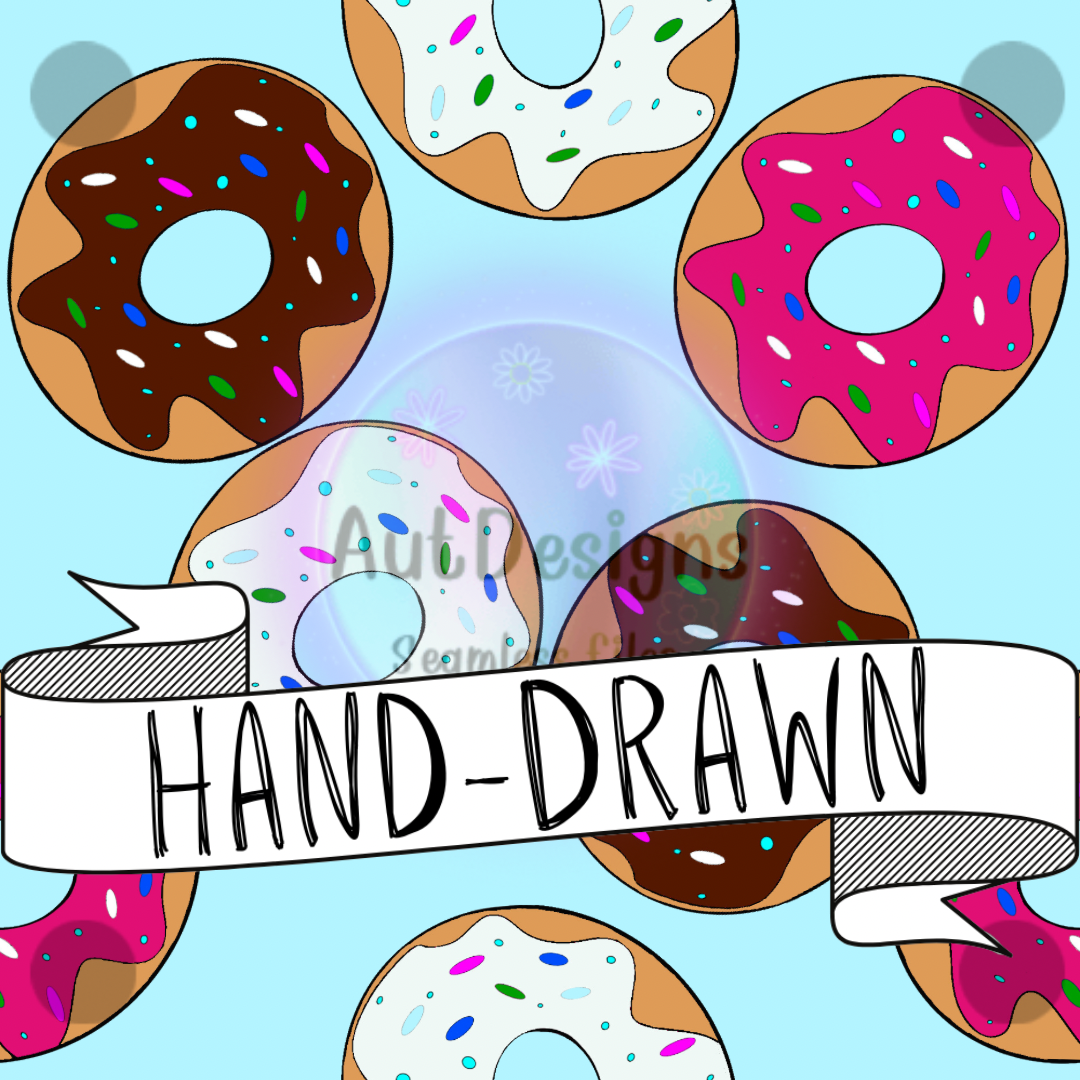 Hand-Drawn Pink & Blue Donuts Seamless File