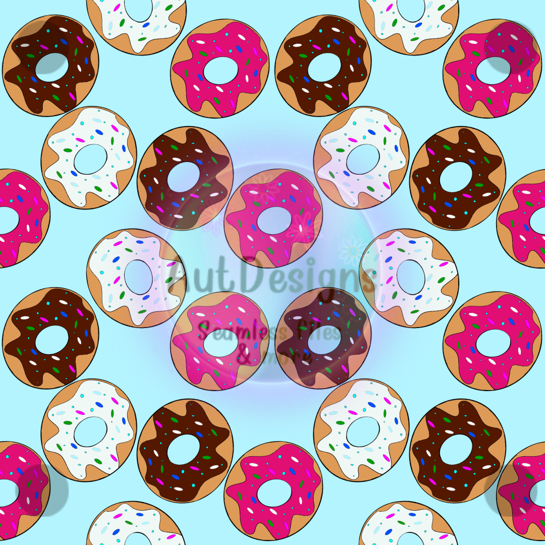 Hand-Drawn Pink & Blue Donuts Seamless File