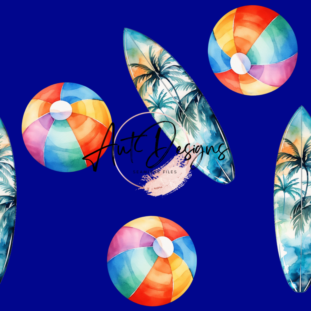 Beach Balls & Surf Boards Seamless File