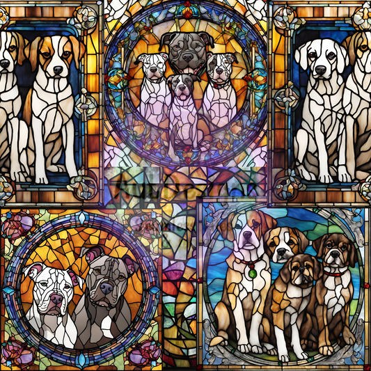 Dogs Stained Glass