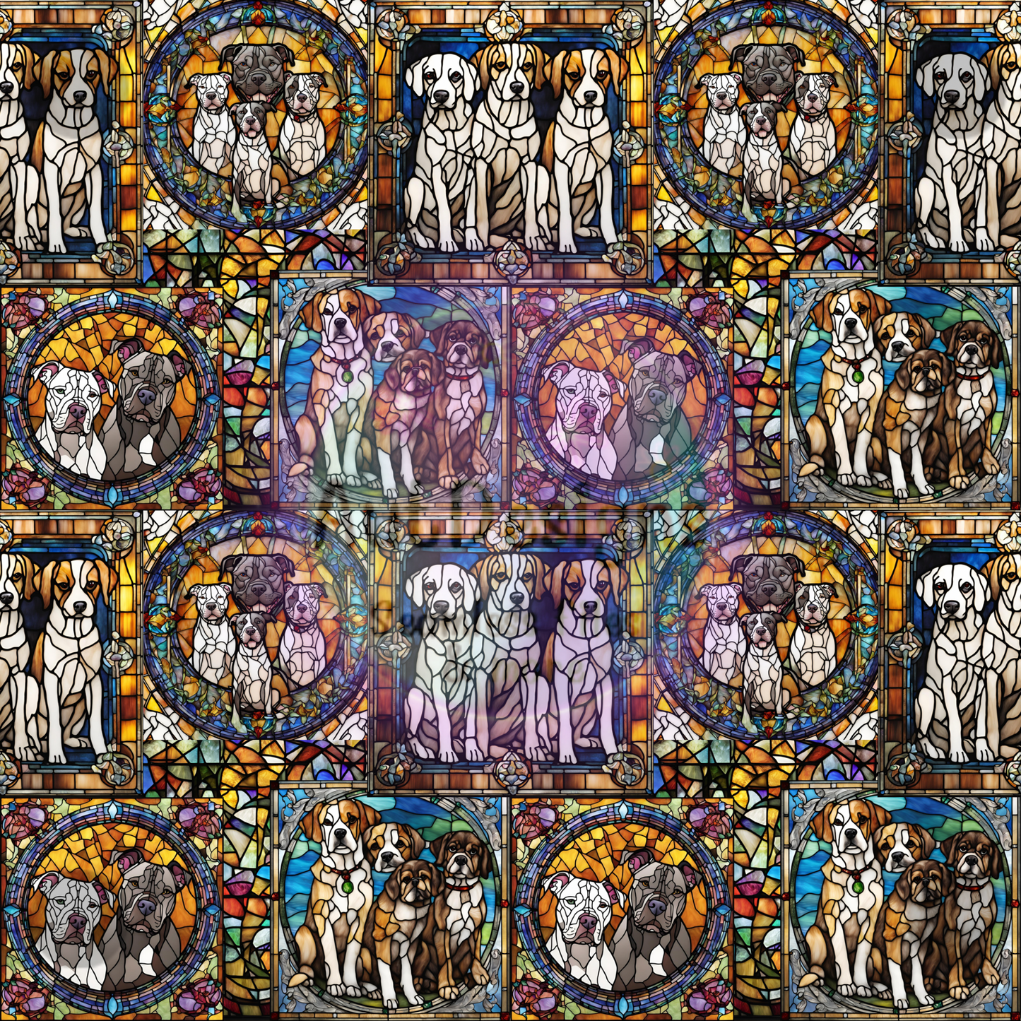 Dogs Stained Glass