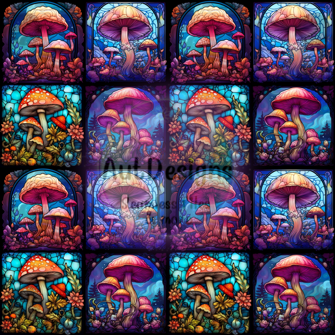 Mushrooms Stained Glass