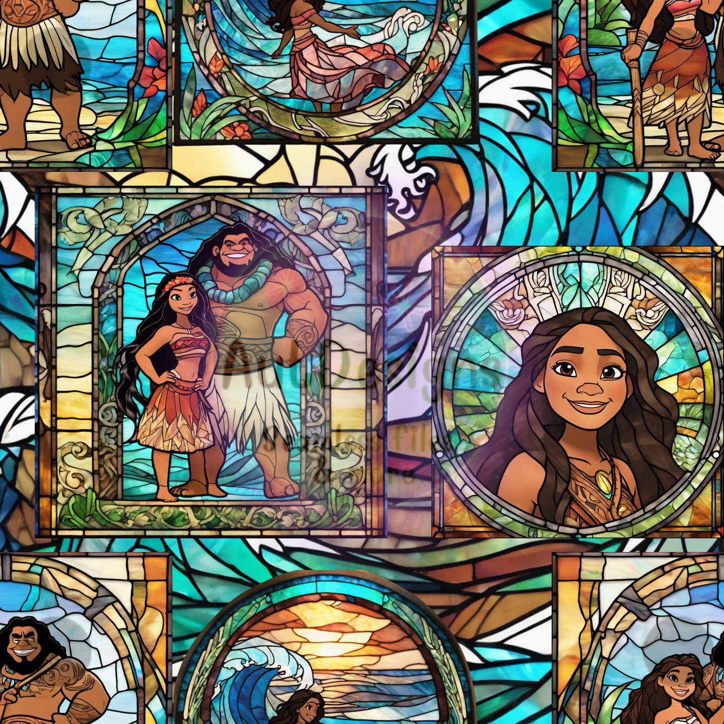 Ocean Stained Glass Seamless File