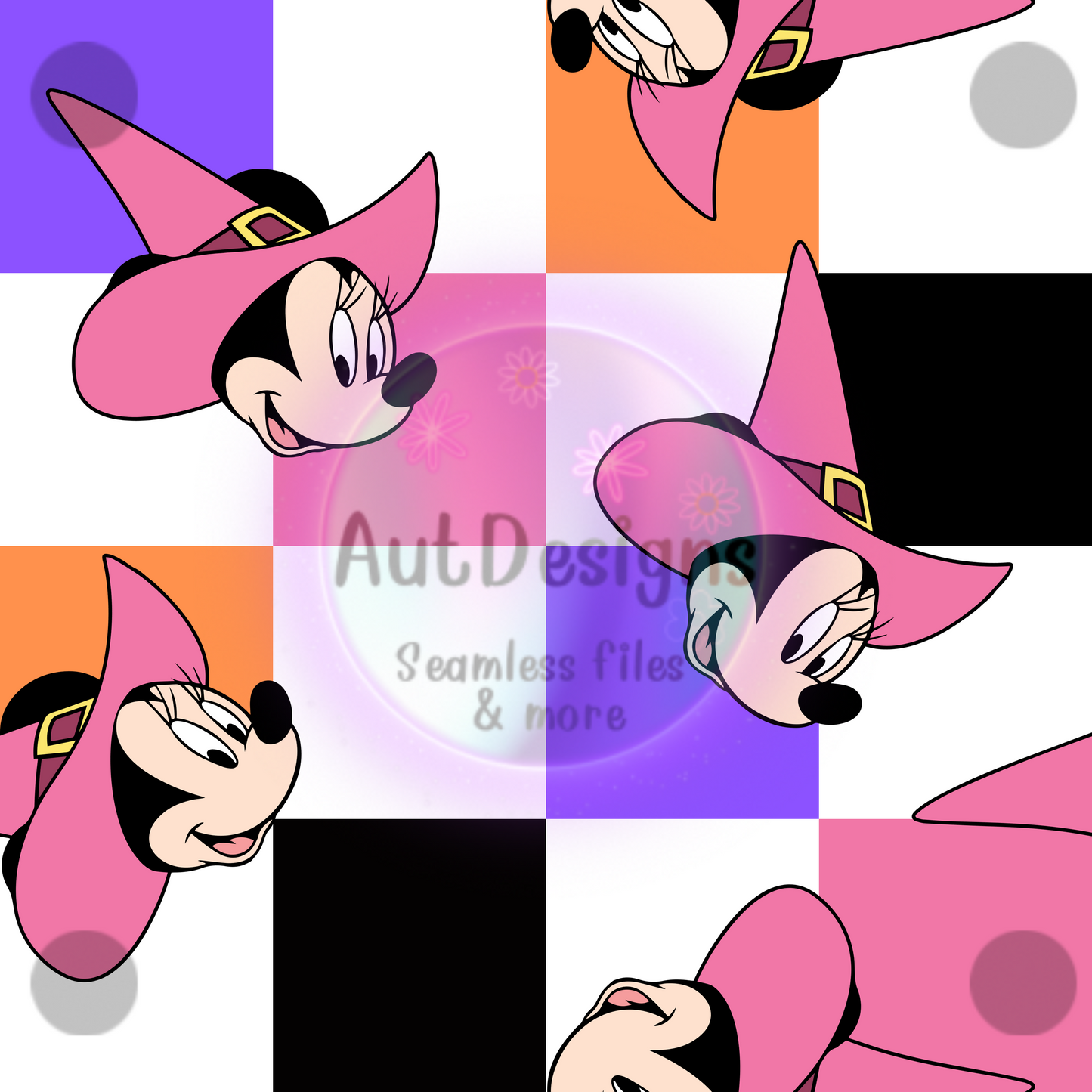 Girl Mouse Checkers Seamless File with Cord Option