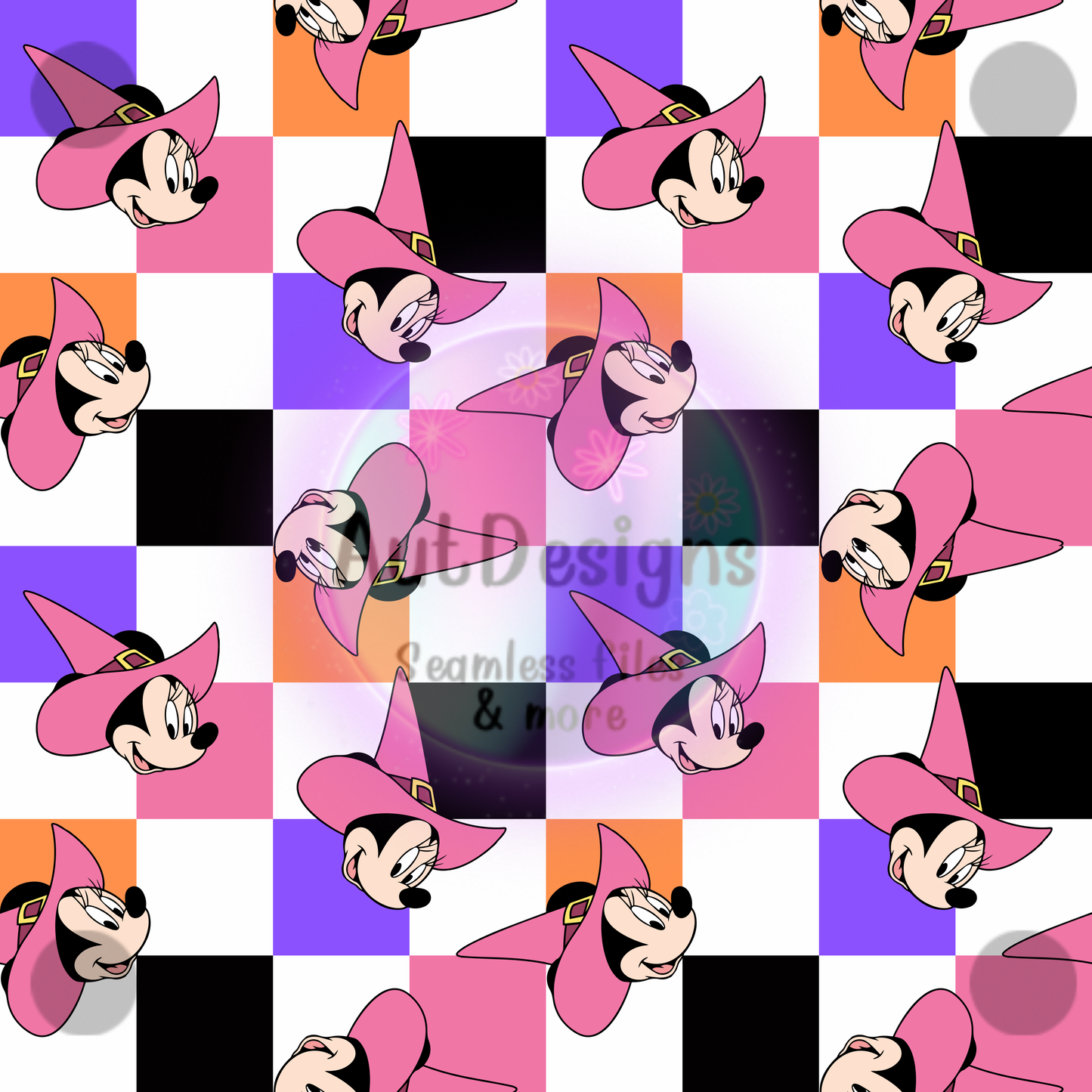 Girl Mouse Checkers Seamless File with Cord Option