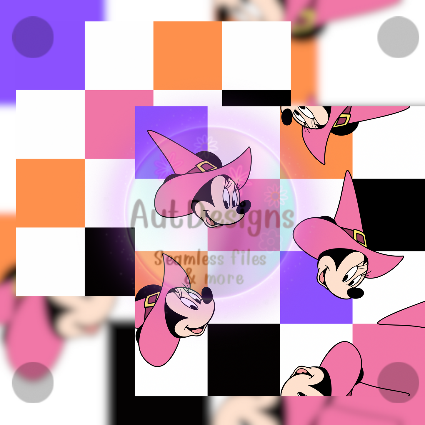 Girl Mouse Checkers Seamless File with Cord Option