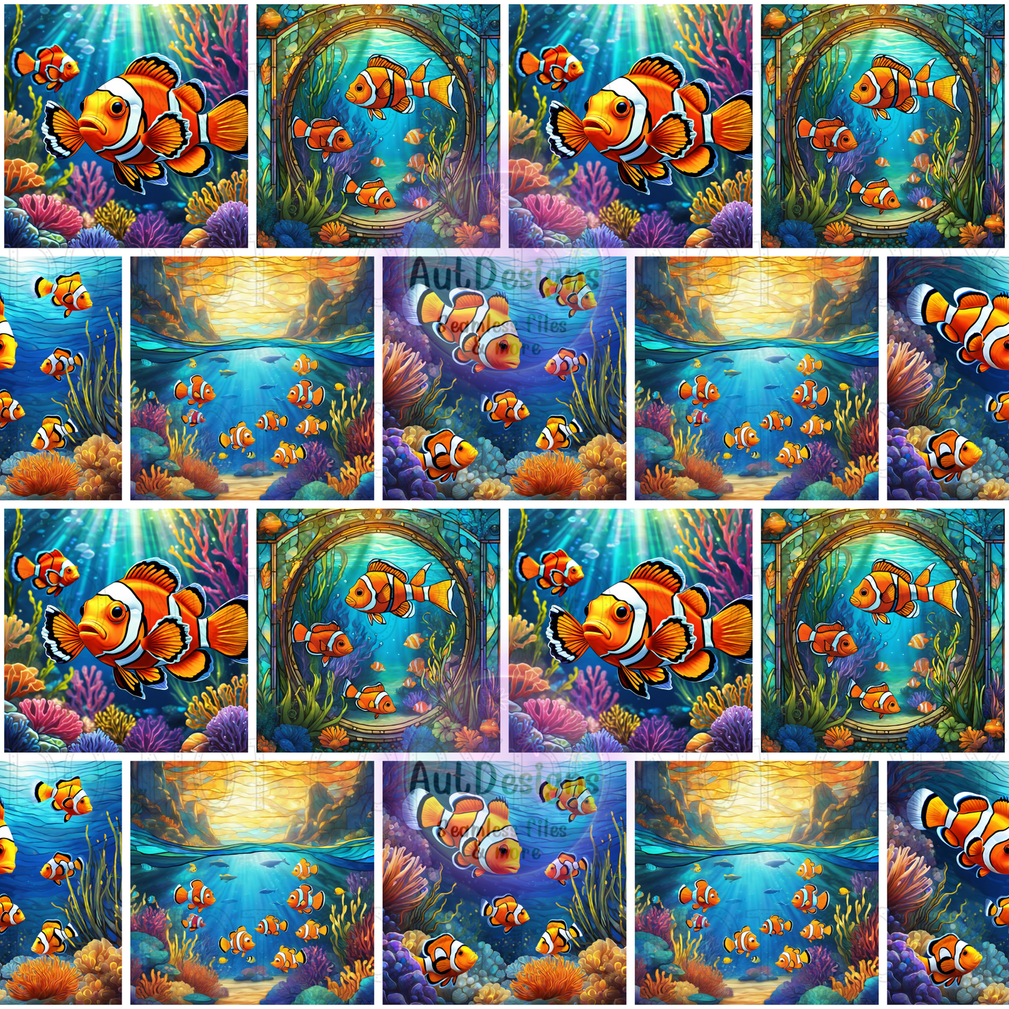 Fish Stained Glass Seamless File