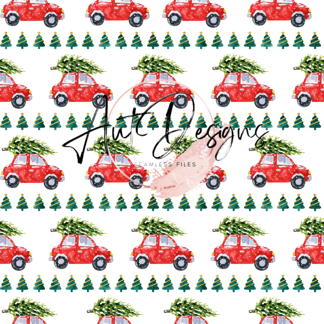 Christmas Tree Cars Seamless File