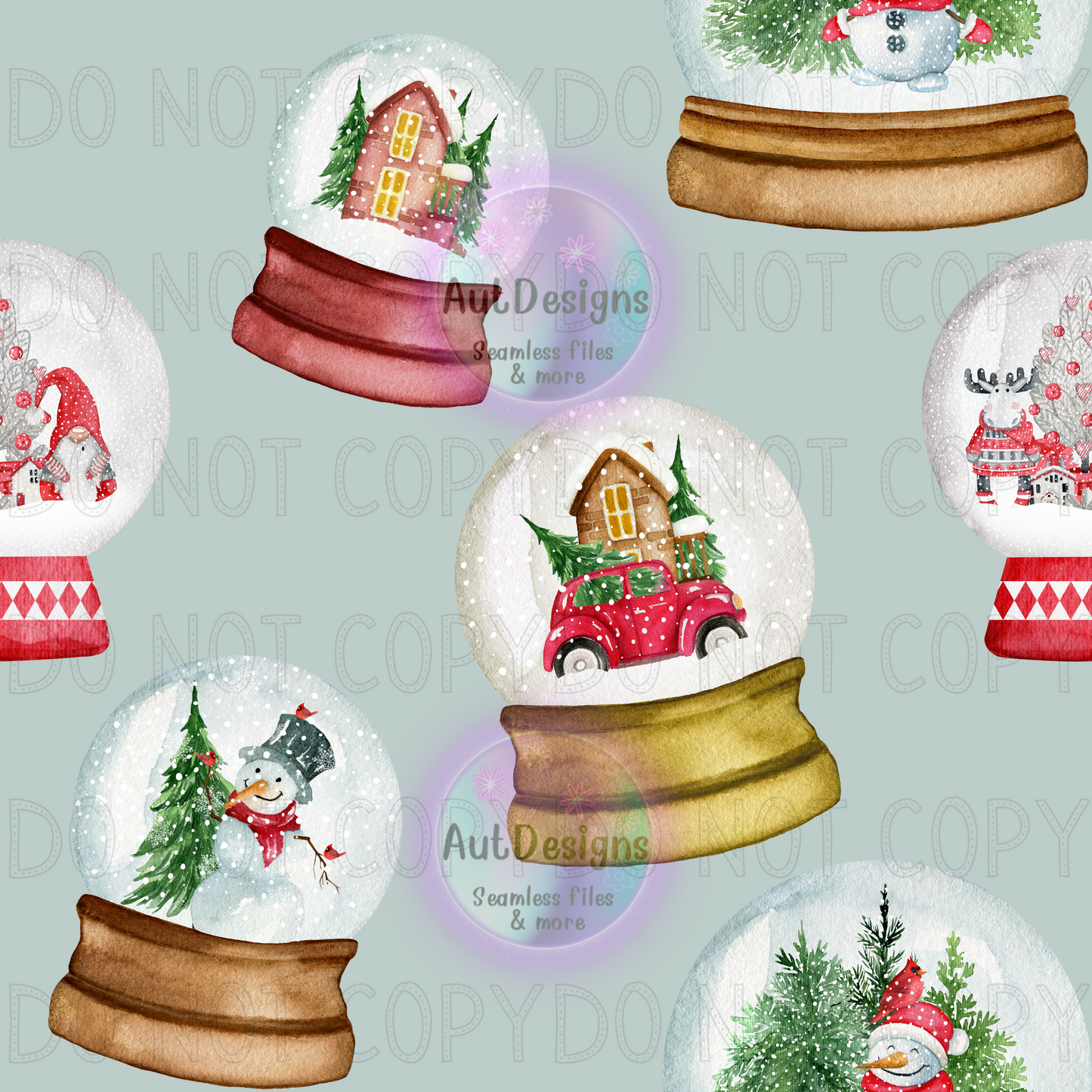 Christmas Snow Globes Seamless File