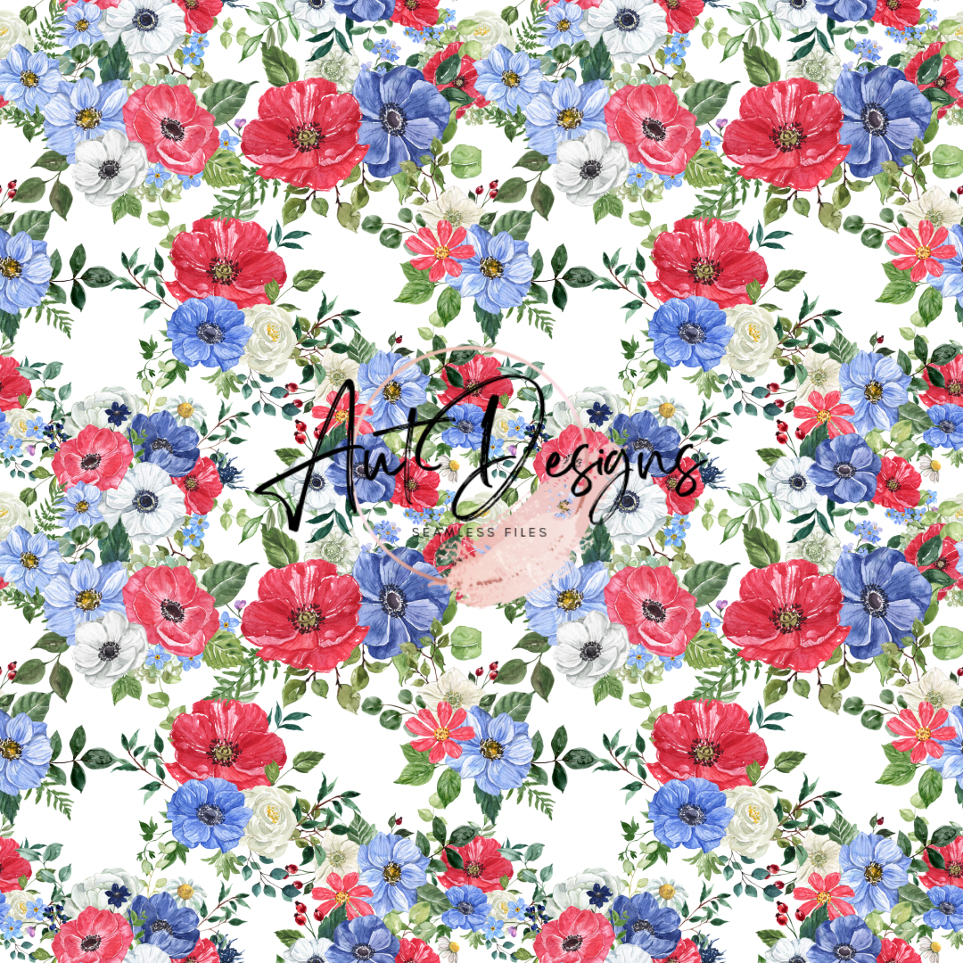 RWB Floral Seamless File 2 Color Options