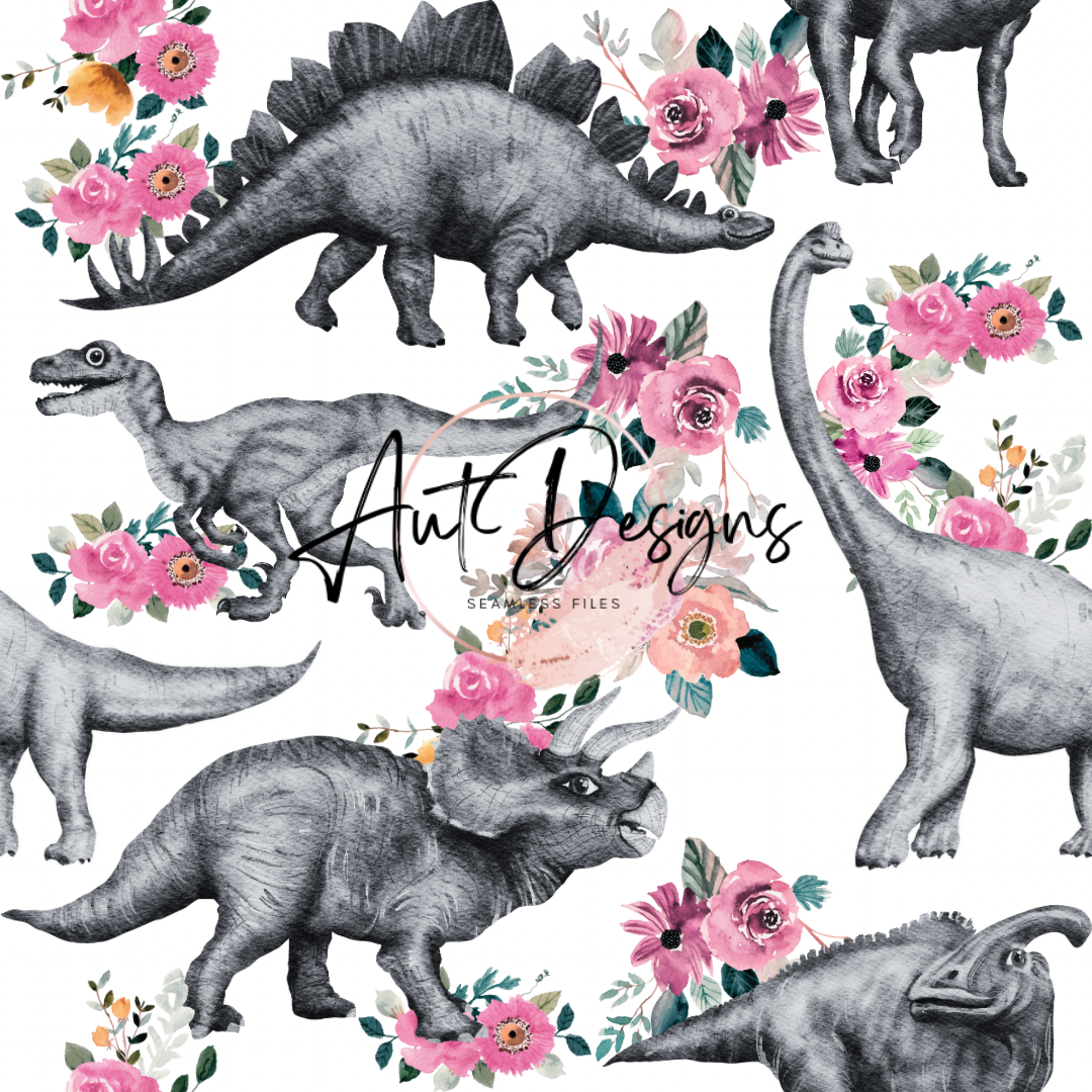 Girly Dino’s Seamless File Multiple Colors & PNG Option