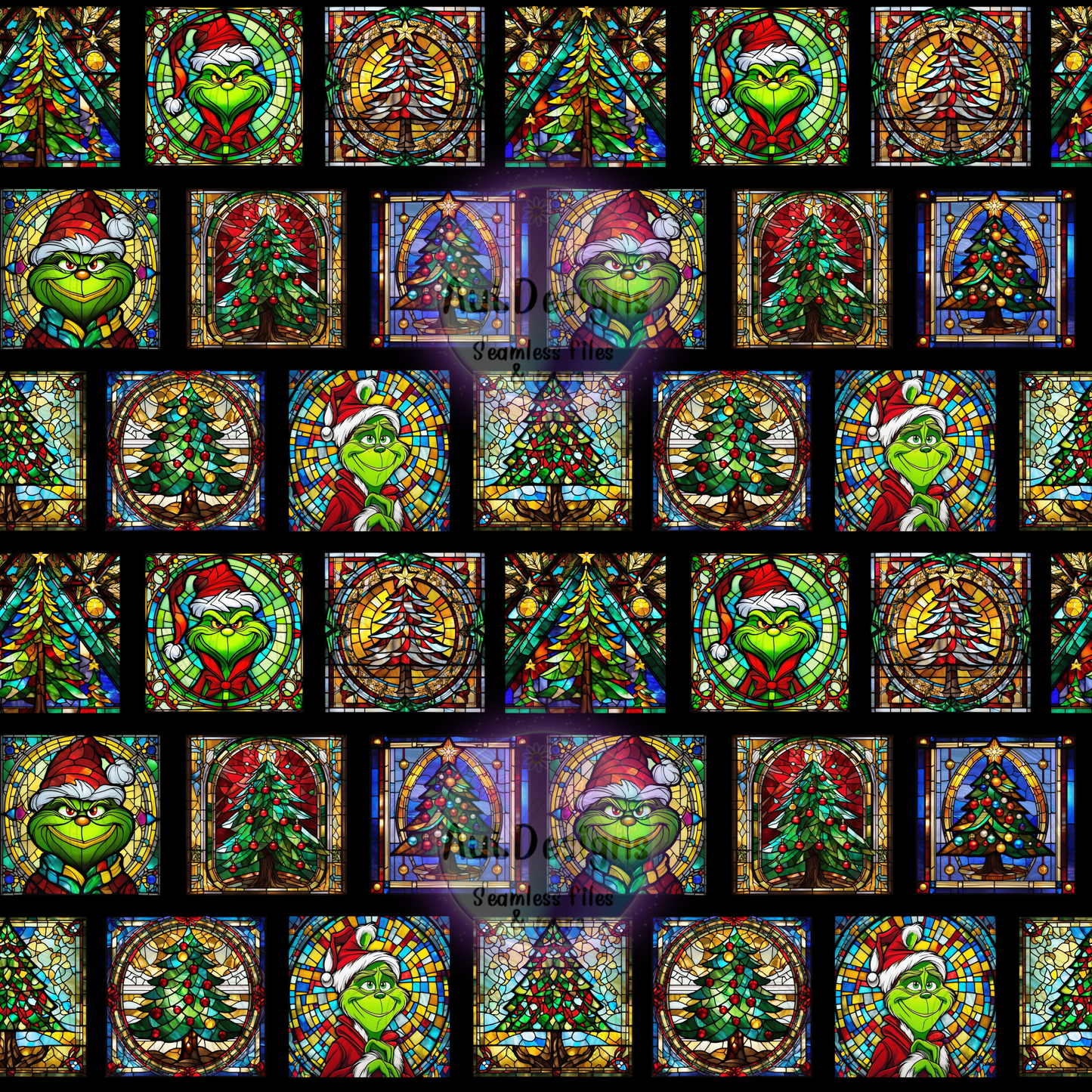 Christmas Guy Green Stained Glass Seamless File