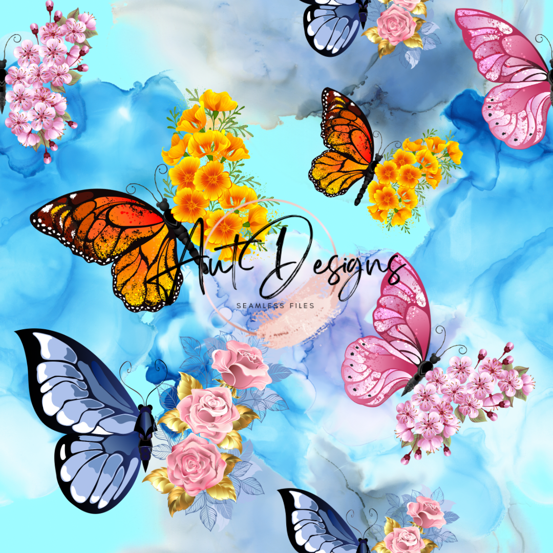 Watercolor Butterflies Seamless File