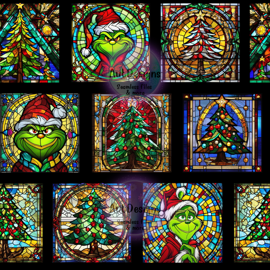 Christmas Guy Green Stained Glass Seamless File