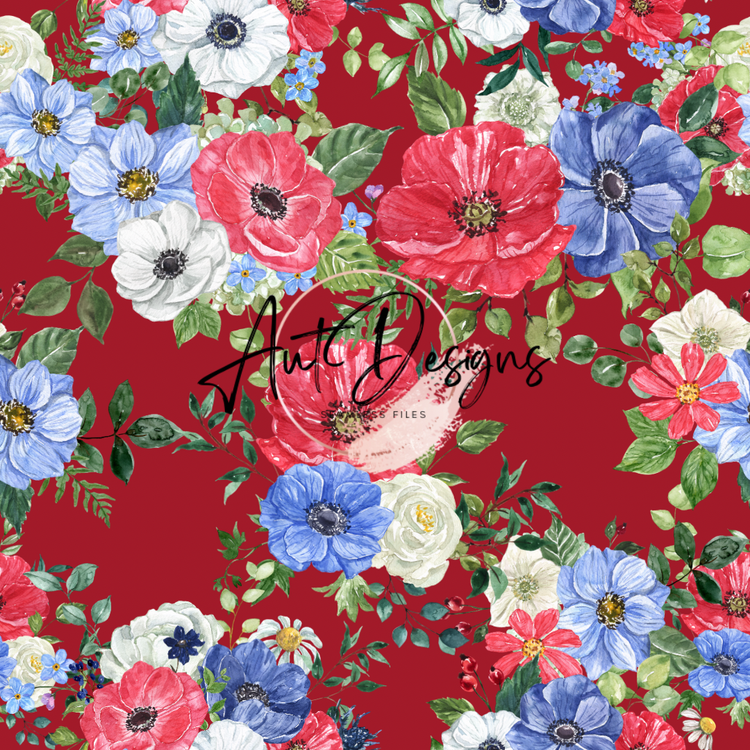 RWB Floral Seamless File 2 Color Options