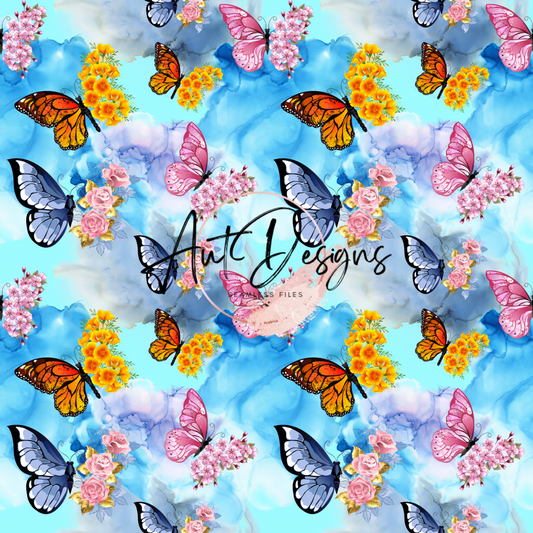 Watercolor Butterflies Seamless File