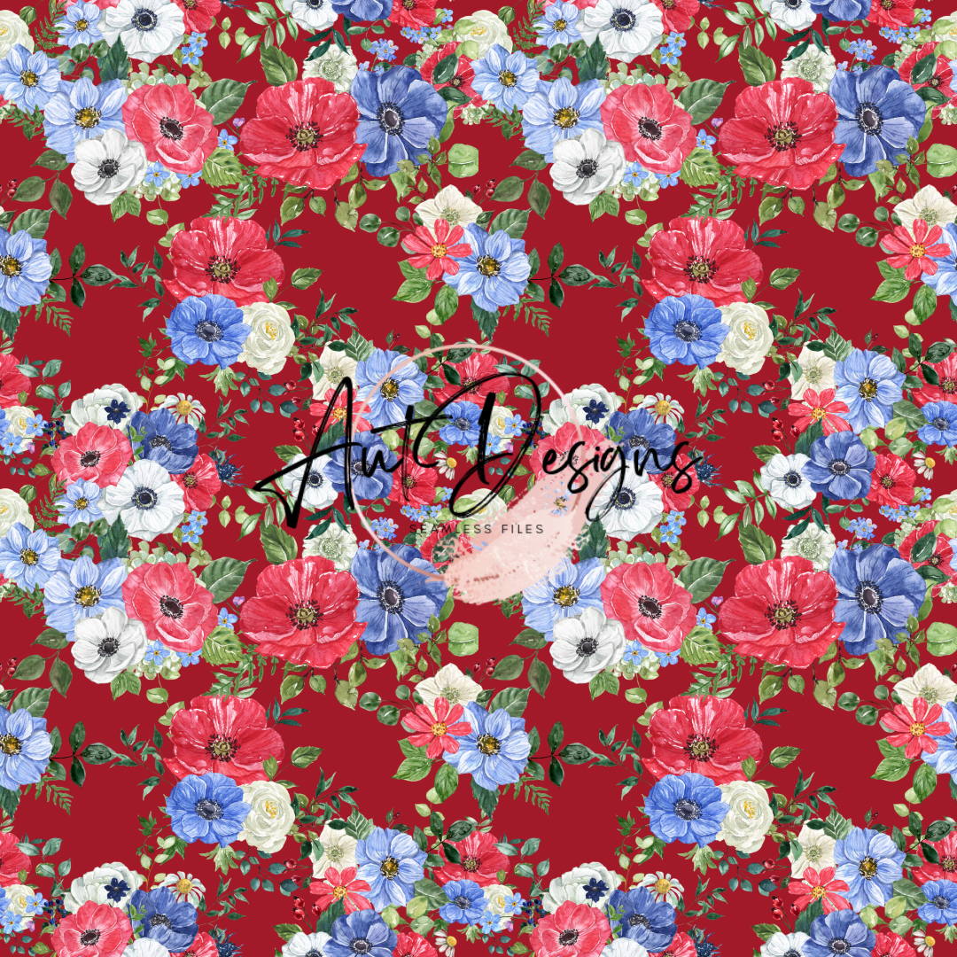 RWB Floral Seamless File 2 Color Options