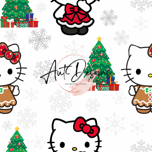 Christmas Kitty Seamless Fike