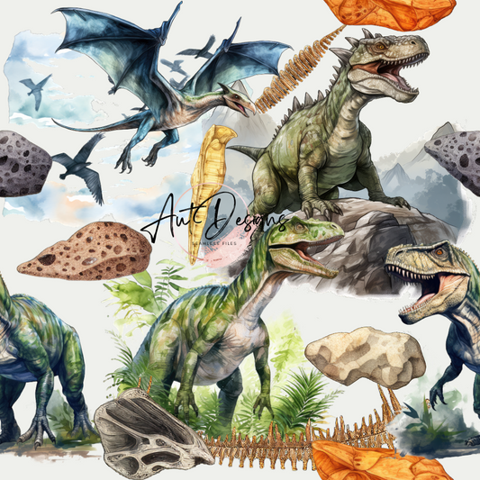 Dino Bones Seamless File & PNG Bundle options