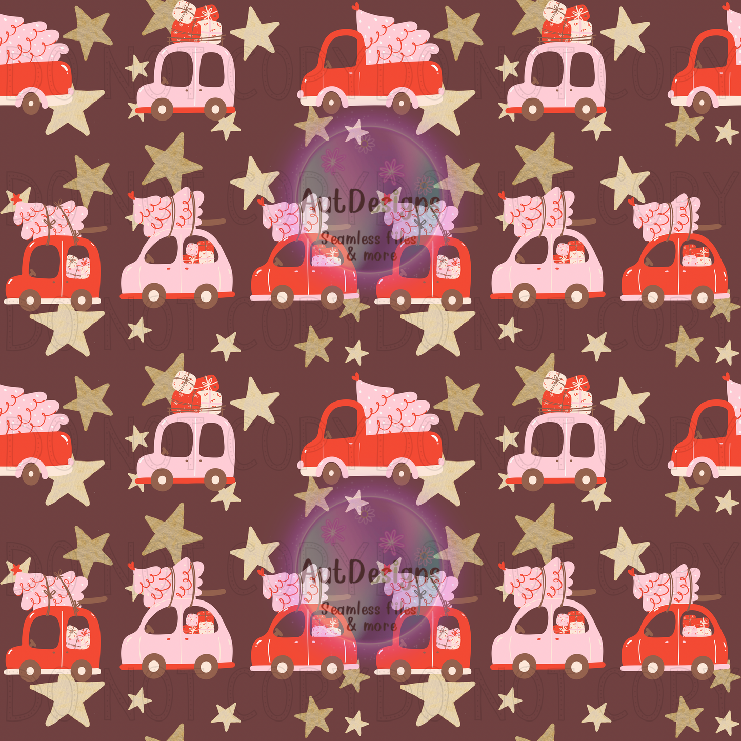 Pink Christmas Cars Seamless File